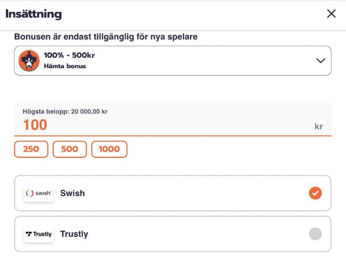 Gör säker insättning med BankID via Swish eller Trustly
