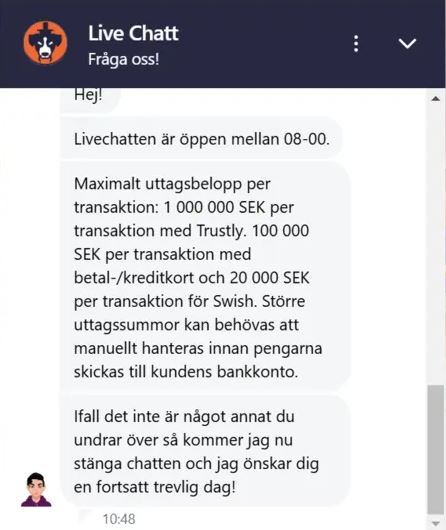 Kontakta Casino Gami support via live chatt dygnet runt